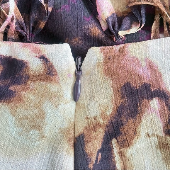 Ann Taylor Fringe Mini Skirt Biege, Maroon Floral - Picture 9 of 9